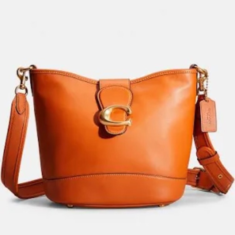 NWOT-Coach Tali Bucket Bag in Canyon Orange w/ Satin Coach dust bag.
